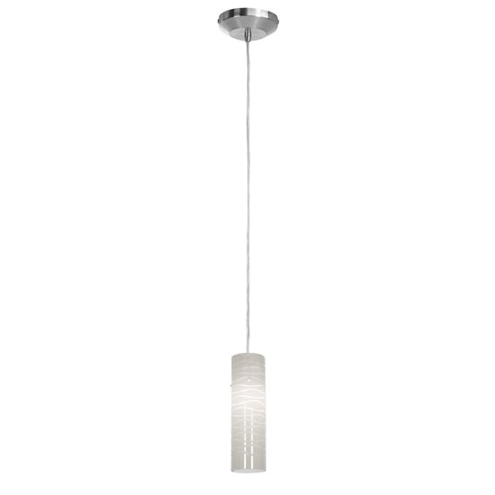 Picture of 40w Delta G9 G9 Halogen Dry Location Brushed Steel White Lined Line Voltage Pendant with Anari Silk (l) Glass