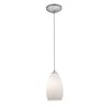 Picture of 100w Champagne Glass Pendant E-26 A-19 Incandescent Dry Location Brushed Steel Opal Glass 9"Ø5" (CAN 1.25"Ø5.25")