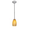 Picture of 100w Champagne Glass Pendant E-26 A-19 Incandescent Dry Location Brushed Steel Amber Stone Glass 9"Ø5" (CAN 1.25"Ø5.25")