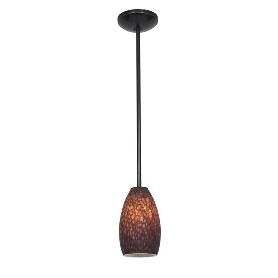 Picture of 100w Champagne Glass Pendant E-26 A-19 Incandescent Dry Location Oil Rubbed Bronze Brown Stone Glass 9"Ø5" (CAN 1.25"Ø5.25")