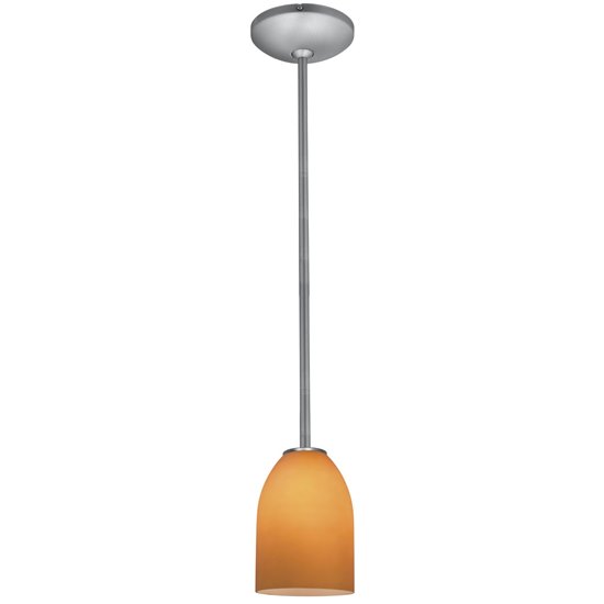 Picture of 100w Bordeaux Glass Pendant E-26 A-19 Incandescent Dry Location Brushed Steel Amber Glass 7.5"Ø5.25" (CAN 1.25"Ø5.25")