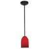 Foto para 100w Bordeaux Glass Pendant E-26 A-19 Incandescent Dry Location Oil Rubbed Bronze Red Glass 7.5"Ø5.25" (CAN 1.25"Ø5.25")