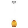 Picture of 100w Brandy FireBird Glass Pendant E-26 A-19 Incandescent Dry Location Brushed Steel Amber Firebird Glass 9"Ø6" (CAN 1.25"Ø5.25")