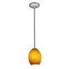 Foto para 100w Brandy FireBird Glass Pendant E-26 A-19 Incandescent Dry Location Brushed Steel Amber Sky Glass 9"Ø6" (CAN 1.25"Ø5.25")