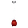 Picture of 100w Brandy FireBird Glass Pendant E-26 A-19 Incandescent Dry Location Brushed Steel Red Sky Glass 9"Ø6" (CAN 1.25"Ø5.25")