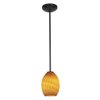 Picture of 100w Brandy FireBird Glass Pendant E-26 A-19 Incandescent Dry Location Oil Rubbed Bronze Amber Firebird Glass 9"Ø6" (CAN 1.25"Ø5.25")