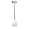 Picture of 100w Champagne Glass Pendant E-26 A-19 Incandescent Dry Location Brushed Steel Opal Glass 9"Ø5" (CAN 1.25"Ø5.25")