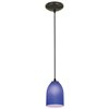 Picture of 100w Bordeaux Glass Pendant E-26 A-19 Incandescent Dry Location Oil Rubbed Bronze Cobalt Glass 7.5"Ø5.25" (CAN 1.25"Ø5.25")