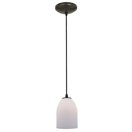 Picture of 100w Bordeaux Glass Pendant E-26 A-19 Incandescent Dry Location Oil Rubbed Bronze Opal Glass 7.5"Ø5.25" (CAN 1.25"Ø5.25")