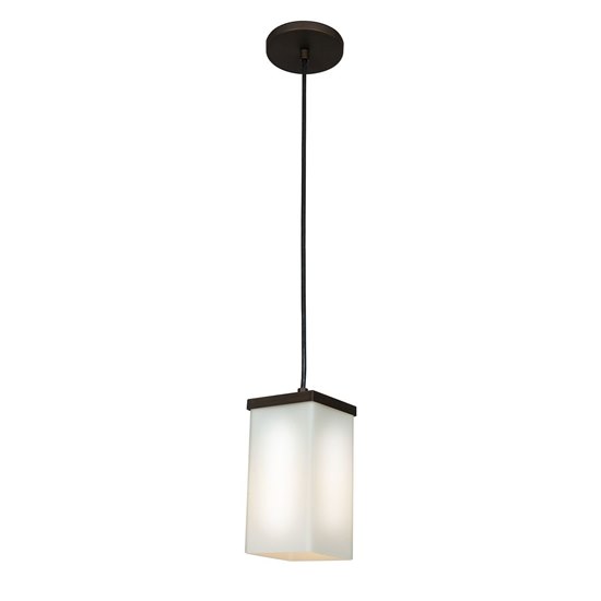 Foto para 100w Basik E-26 A-19 Incandescent Dry Location Oil Rubbed Bronze Opal Square Glass Pendant (CAN 0.5"Ø4")