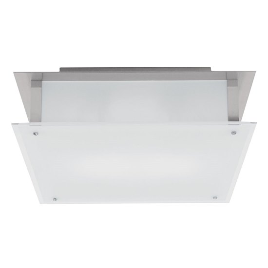 Picture of 15w Vision Module 90Plus CRI Damp Location Brushed Steel Frosted Dimmable Led Flush-Mount 9.5"x9.5"x3.25" (OA HT 3.25) (CAN 4.6"x6.9"x1.25")