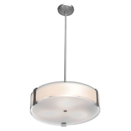 Picture of 30w Tara Module 90Plus CRI Damp Location Brushed Steel Opal Dimmable Led Semi-Flush Or Pendant 4.75"Ø18" (CAN 0.9"Ø5.1")