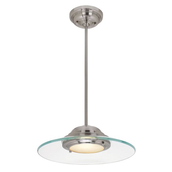 Picture of 13w Phoebe GX-53 80CRI LED Dry Location Brushed Steel 8mm Clear Glass Pendant 4"Ø13.5" (CAN 1.75"Ø5.25")