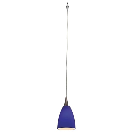 Picture of 35w Zeta Mania GY6.35 Bi-Pin Halogen Dry Location Brushed Steel Cobalt Low Voltage Pendant With Mania Glass Excluding Mono-Pod