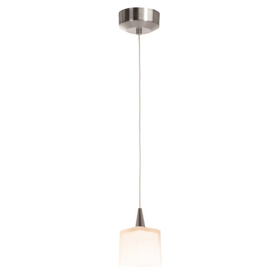 Foto para 35w Zeta GY6.35 Bi-Pin Halogen Dry Location Brushed Steel Opal Low Voltage Pendant With Hermes Glass (CAN Ø4.5")