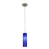 Picture of 35w Zeta GY6.35 Bi-Pin Halogen Dry Location Brushed Steel Blue Lined Anari Silk Low Voltage Pendant Including Low Profile Mono-Pod (CAN Ø4.5")