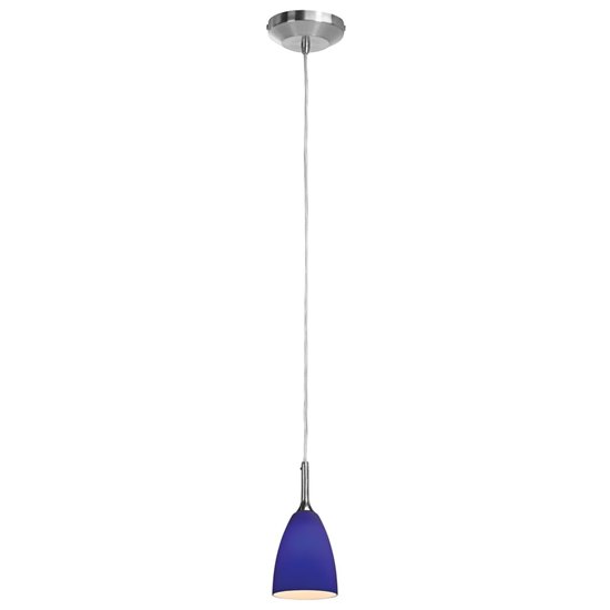 Foto para 40w Delta G9 G9 Halogen Dry Location Brushed Steel Cobalt Line Voltage Pendant With Mania Glass