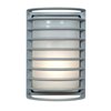 Picture of 60w Bermuda E-26 A-19 Incandescent Satin Ribbed Frosted Marine Grade Wet Location Bulkhead (OA HT 10.5) (CAN 4.6"x4.6"x0.5")