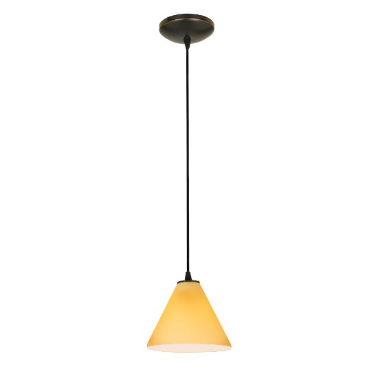 Picture of 11w Martini E-26 A-19 LED Dry Location Oil Rubbed Bronze Amber Led Cord Glass Pendant (CAN 1.25"Ø5.25")