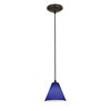 Picture of 11w Martini E-26 A-19 LED Dry Location Oil Rubbed Bronze Cobalt Led Cord Glass Pendant (CAN 1.25"Ø5.25")