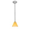 Foto para 11w Martini E-26 A-19 LED Dry Location Brushed Steel Amber Led Rod Glass Pendant (CAN 1.25"Ø5.25")