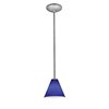 Foto para 11w Martini E-26 A-19 LED Dry Location Brushed Steel Cobalt Led Rod Glass Pendant (CAN 1.25"Ø5.25")