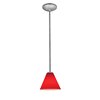 Foto para 12w Martini SSL 90CRI LED Dry Location Brushed Steel Red Led Rod Glass Pendant (CAN 1.25"Ø5.25")