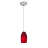 Picture of 11w Merlot E-26 A-19 LED Dry Location Brushed Steel Red Sky Cord Glass Pendant (CAN 1.25"Ø5.25")