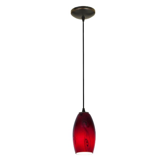 Foto para 12w Merlot SSL 90CRI LED Dry Location Oil Rubbed Bronze Red Sky Cord Glass Pendant (CAN 1.25"Ø5.25")