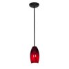 Picture of 12w Merlot SSL 90CRI LED Dry Location Oil Rubbed Bronze Red Sky Rod Glass Pendant (CAN 1.25"Ø5.25")