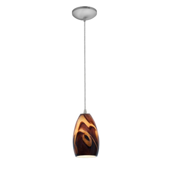 Picture of 11w Champagne E-26 A-19 LED Dry Location Brushed Steel Inca Cord Glass Pendant (CAN 1.25"Ø5.25")