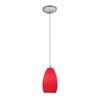 Picture of 11w Champagne E-26 A-19 LED Dry Location Brushed Steel Red Cord Glass Pendant (CAN 1.25"Ø5.25")