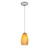 Foto para 11w Champagne E-26 A-19 LED Dry Location Brushed Steel White Stone Cord Glass Pendant (CAN 1.25"Ø5.25")