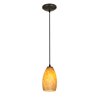 Picture of 11w Champagne E-26 A-19 LED Dry Location Oil Rubbed Bronze Amber Stone Cord Glass Pendant (CAN 1.25"Ø5.25")