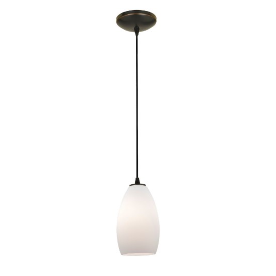 Picture of 11w Champagne E-26 A-19 LED Dry Location Oil Rubbed Bronze Opal Cord Glass Pendant (CAN 1.25"Ø5.25")