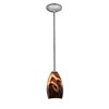 Foto para 11w Champagne E-26 A-19 LED Dry Location Brushed Steel Inca Rod Glass Pendant (CAN 1.25"Ø5.25")