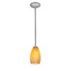 Foto para 11w Champagne E-26 A-19 LED Dry Location Brushed Steel White Stone Rod Glass Pendant (CAN 1.25"Ø5.25")