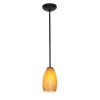 Picture of 11w Champagne E-26 A-19 LED Dry Location Oil Rubbed Bronze Amber Stone Rod Glass Pendant (CAN 1.25"Ø5.25")