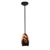 Picture of 11w Champagne E-26 A-19 LED Dry Location Oil Rubbed Bronze Inca Rod Glass Pendant (CAN 1.25"Ø5.25")