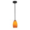 Foto para 11w Champagne E-26 A-19 LED Dry Location Oil Rubbed Bronze Maya Rod Glass Pendant (CAN 1.25"Ø5.25")