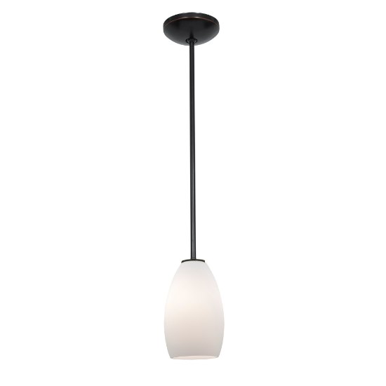 Picture of 11w Champagne E-26 A-19 LED Dry Location Oil Rubbed Bronze Opal Rod Glass Pendant (CAN 1.25"Ø5.25")