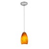 Picture of 12w Champagne SSL 90CRI LED Dry Location Brushed Steel Amber Sky Cord Glass Pendant (CAN 1.25"Ø5.25")