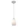 Foto para 12w Champagne SSL 90CRI LED Dry Location Brushed Steel Opal Cord Glass Pendant (CAN 1.25"Ø5.25")