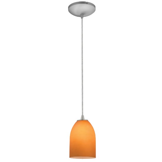 Picture of 11w Bordeaux E-26 A-19 LED Dry Location Brushed Steel Amber Cord Glass Pendant (CAN 1.25"Ø5.25")