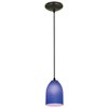 Picture of 11w Bordeaux E-26 A-19 LED Dry Location Oil Rubbed Bronze Cobalt Cord Glass Pendant (CAN 1.25"Ø5.25")