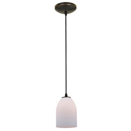 Picture of 11w Bordeaux E-26 A-19 LED Dry Location Oil Rubbed Bronze Opal Cord Glass Pendant (CAN 1.25"Ø5.25")