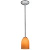 Picture of 11w Bordeaux E-26 A-19 LED Dry Location Brushed Steel Amber Rod Glass Pendant (CAN 1.25"Ø5.25")