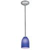 Picture of 11w Bordeaux E-26 A-19 LED Dry Location Brushed Steel Cobalt Rod Glass Pendant (CAN 1.25"Ø5.25")