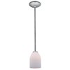 Picture of 11w Bordeaux E-26 A-19 LED Dry Location Brushed Steel Opal Rod Glass Pendant (CAN 1.25"Ø5.25")