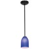 Picture of 11w Bordeaux E-26 A-19 LED Dry Location Oil Rubbed Bronze Cobalt Rod Glass Pendant (CAN 1.25"Ø5.25")